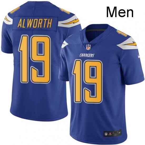 Men Nike Los Angeles Chargers 19 Lance Alworth Limited Electric Blue Rush Vapor Untouchable NFL Jersey